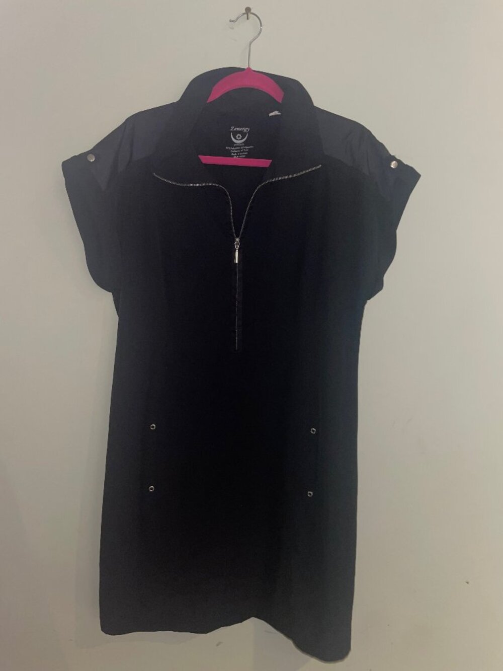 Zenergy by Chico's Black Half Zip Utility Dress Size 2.5